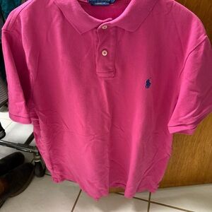 Ralph Lauren Classic Fit Polo in Pink with Blue Accents